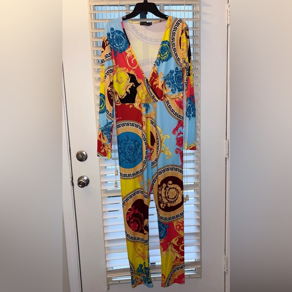 Designer-Inspired Baroque Print Jumpsuit – Size 2X - Picture 9 of 11
